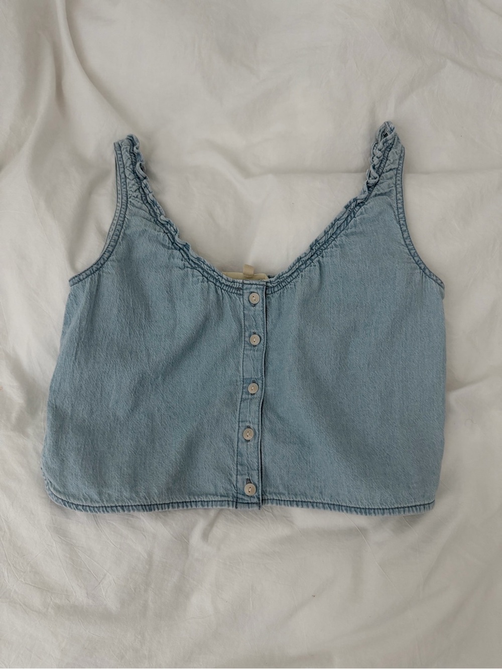 Madewell Light Blue Denim Crop Tank Top